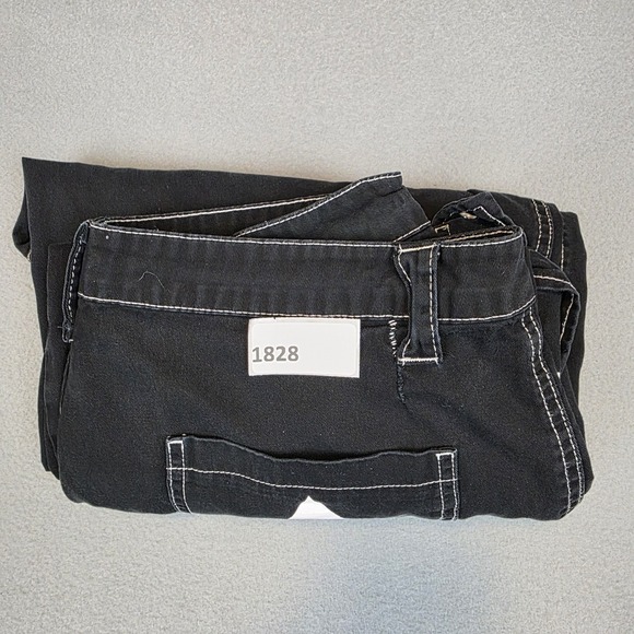 Hot Topic Pants Womens 11 Black Cargo Flare Stars Emo Skater Gothic Punk Rare - Picture 9 of 9